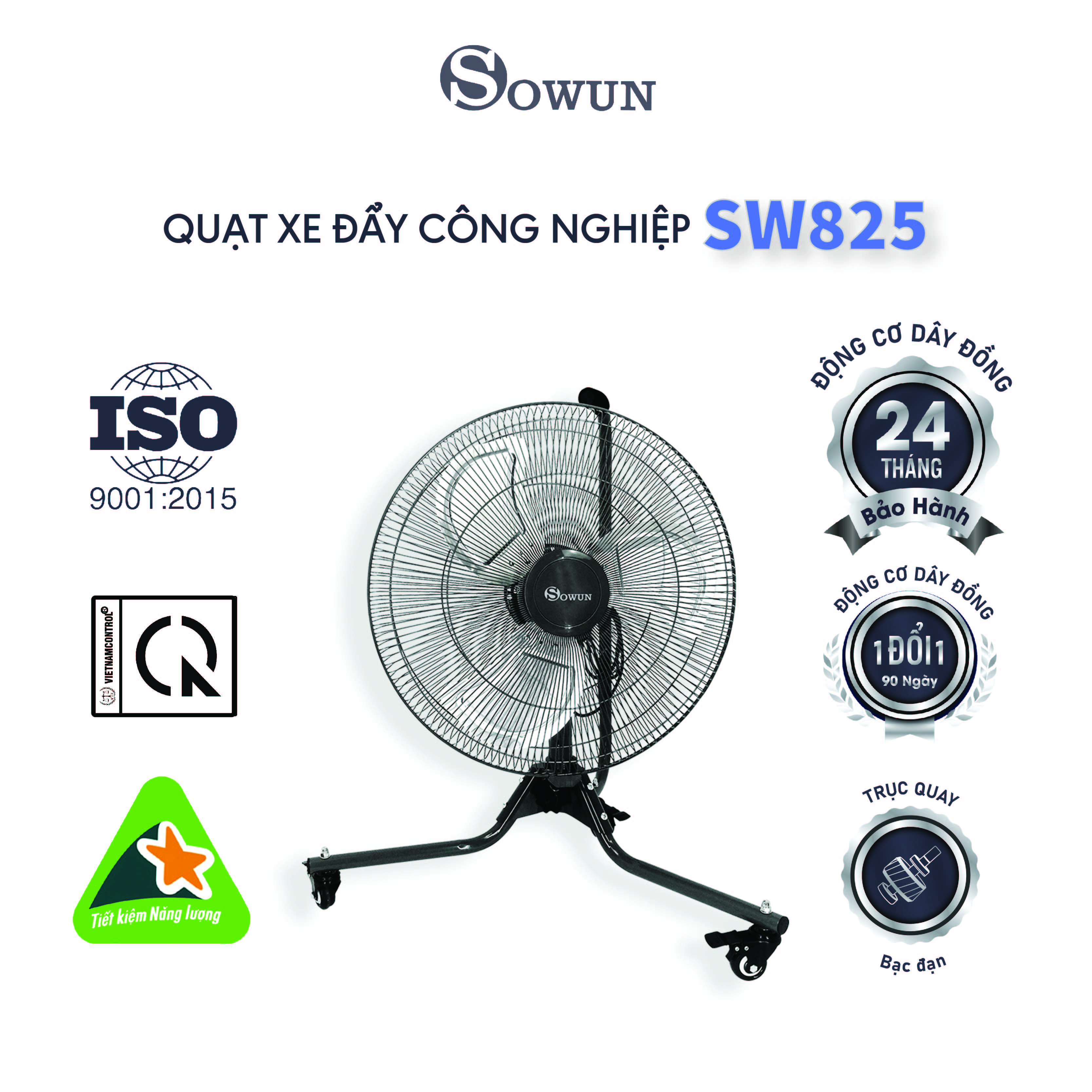 QUẠT   XE ĐẨY 3 BÁNH CÔNG NGHIỆP SOWUN SW 825 - HÀNG CHÍNH HÃNG