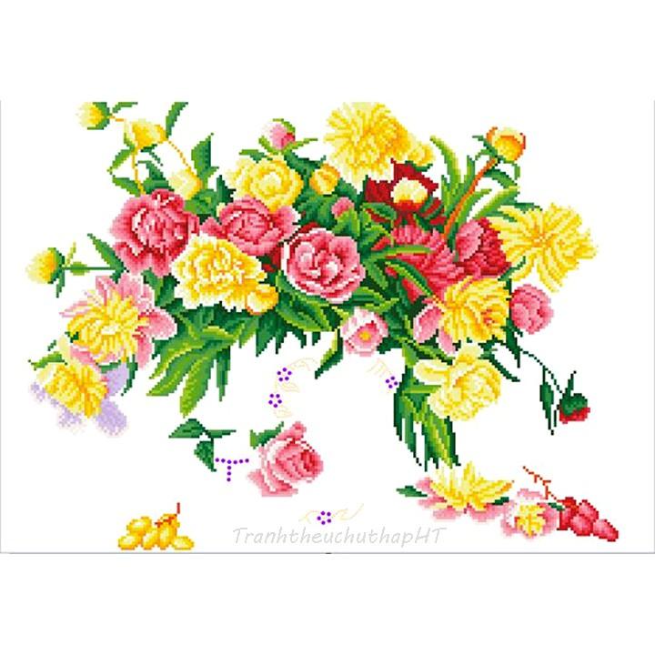 Tranh đính đá bình hoa tuyệt đẹp VS338 - tự đính