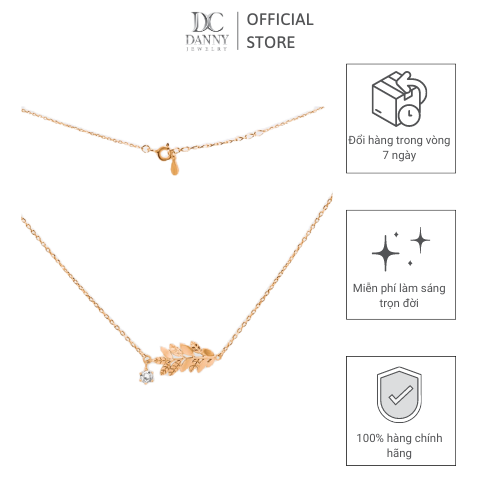 Dây Chuyền Có Mặt Danny Jewelry Bạc 925 Xi Vàng Hồng/Rhodium Nguyệt Quế Đính Đá CZ DM039