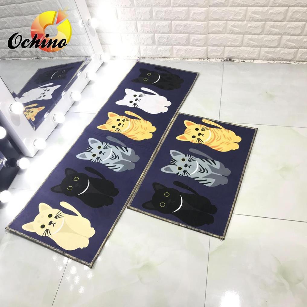 Thảm Nhà Bếp Cao Cấp, Bộ Thảm bếp 3D (1 thảm ngắn + 1 thảm dài) (Giao Hình Ngẫu Nhiên)