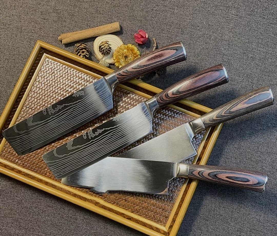 3 KIỂU MẪU DAO BẾP NHẬT SANTOKU THÉP DAMASCUS NHẬT BẢN CAO CẤP