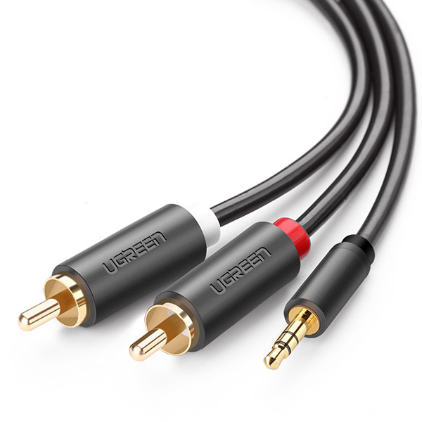Dây loa 3.5mm ra 2 RCA dài 10m Ugreen 10514 chính hãng