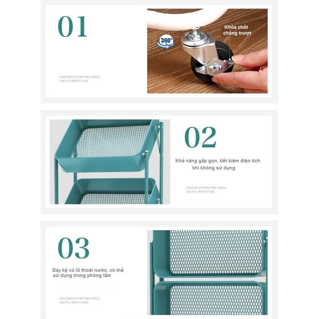 Kệ 3 tầng có bánh xe để góc bếp Oritatami