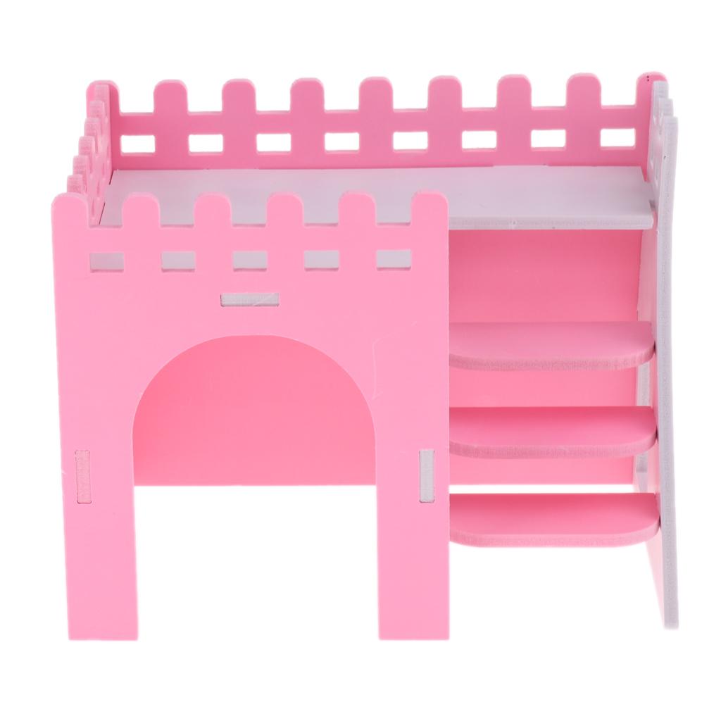 Hamster Guinea Pig House Hideout Playground Exercise Toy With Ladder Pink
