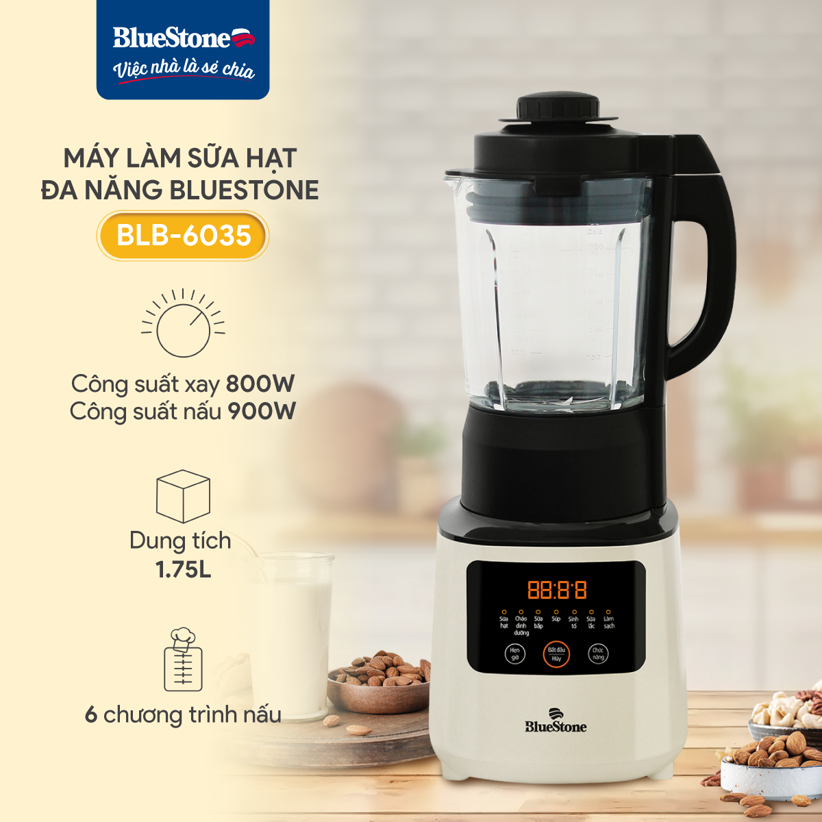 Máy Làm Sữa Hạt BlueStone BLB-6035 (1700W) - Hàng chính hãng