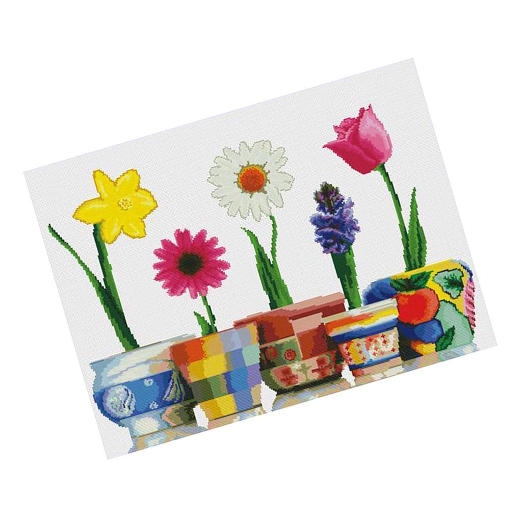 Handmade Ribbon Embroidery Flower Painting Kit Cross Stitch DIY Decoration