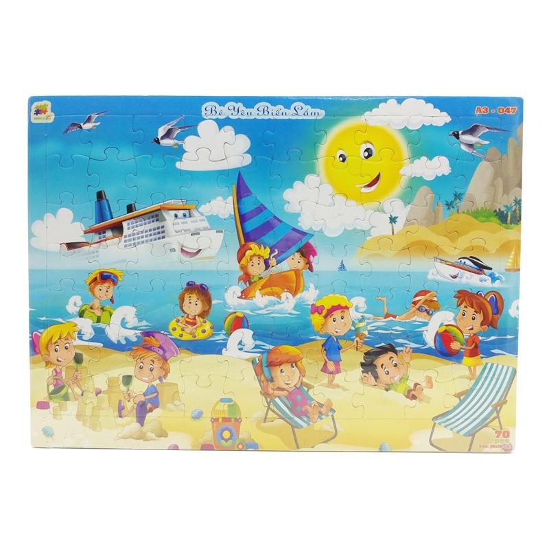 Bộ Xếp Hình Khổ A3 Puzzle Minh Châu 70-047 - Bé Yêu Biển Lắm (70 Mảnh Ghép)