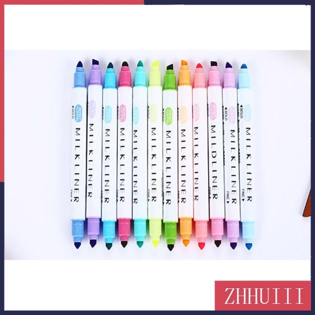 Set 12 bút bắt sáng hai đầu nhiều màu sắc