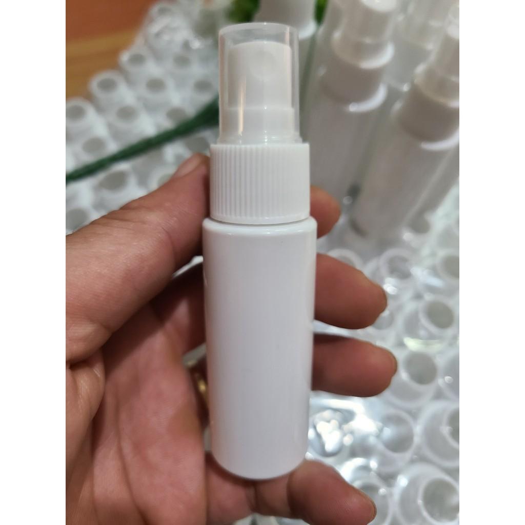 Chai nhựa trắng PET đựng , chiết nước hoa , dung dịch nắp xịt trắng - Chai 30ml