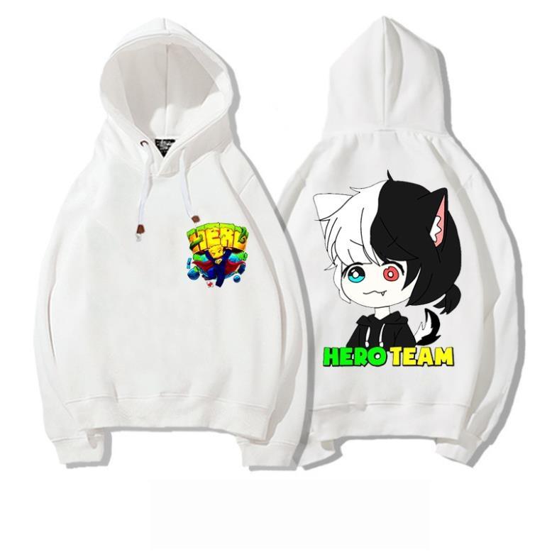 BST Áo hoodie in hình hero team màu trắng cực chất bé trai bé gái đều mê hình in đẹp chất áo mát