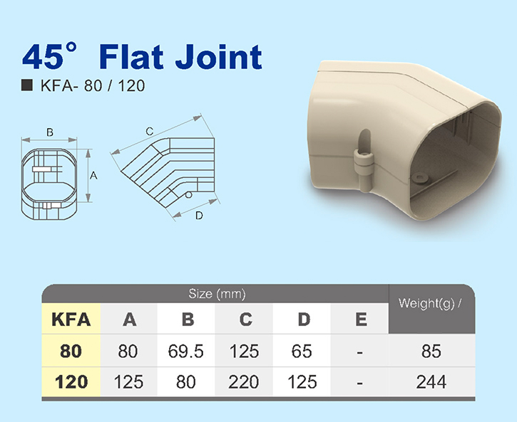 Trunking Nhựa Fineduct Co Nối 45 Độ KFA-80 - Hàng Nhập Khẩu