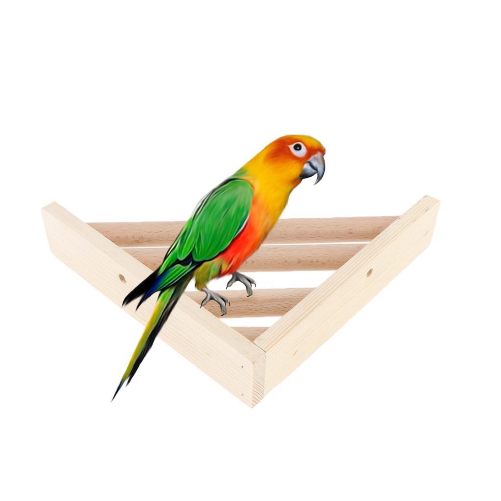 Wooden Parrot Bird Cage Stand Platform Perches Pet Toy for Budgie Hamster