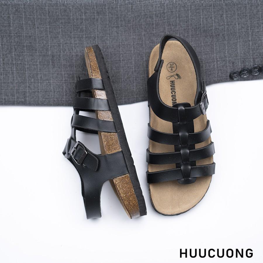 Giày Sandal Unisex HuuCuong chiến binh đen đế trấu