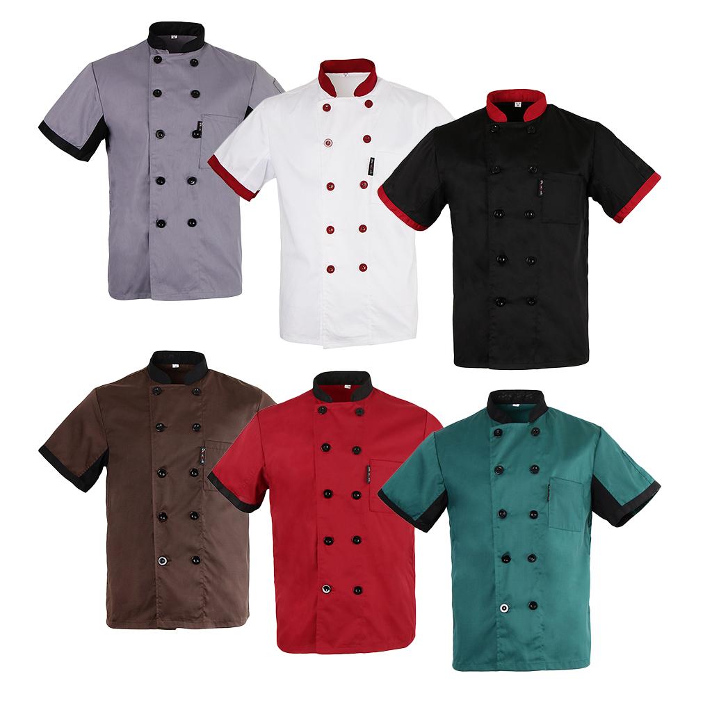 Short Mesh Sleeves Chef Jacket Coat Kitchen Bakery Uniform for Women Men