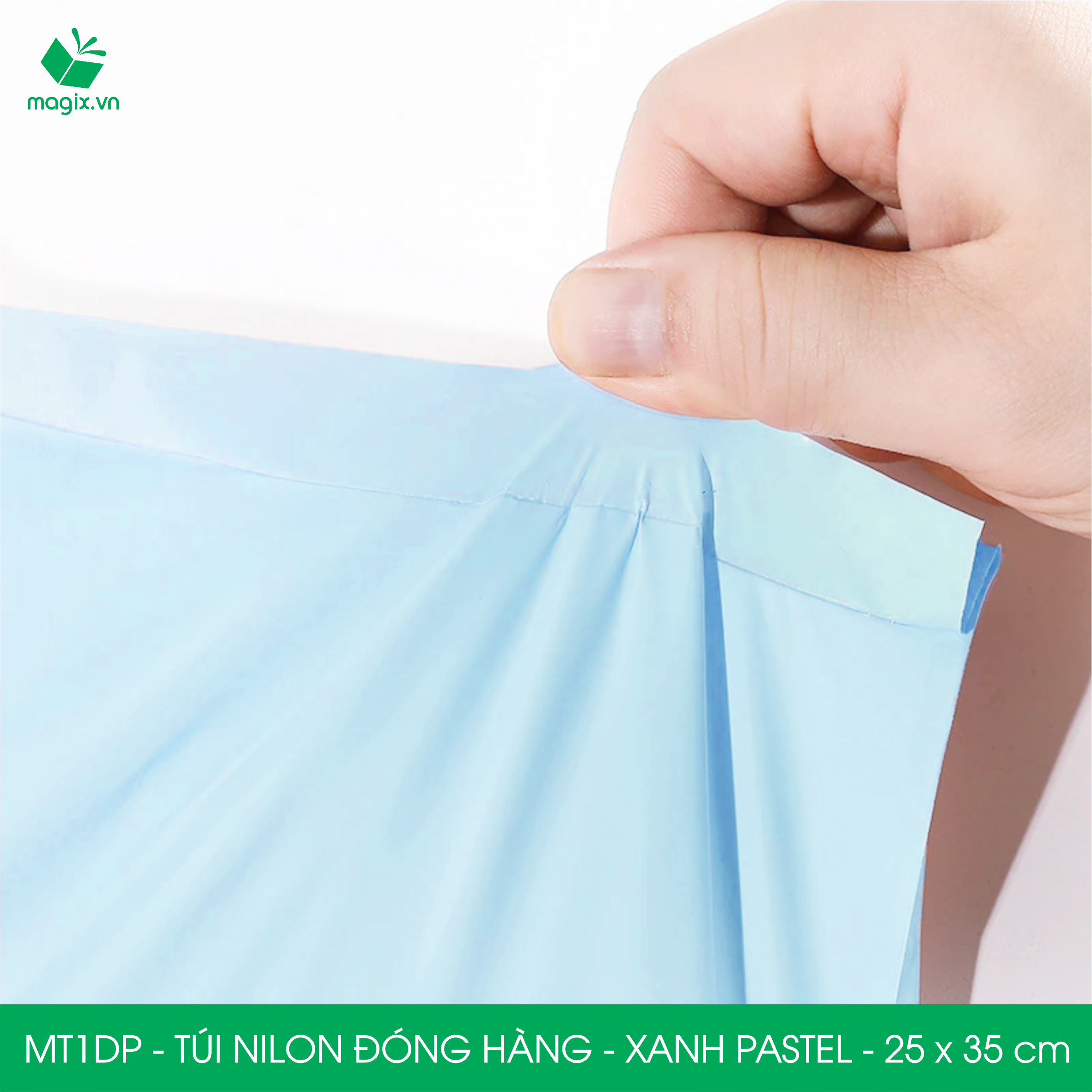MT1DP - 25x35 cm - Túi nilon gói hàng - 300 túi niêm phong đóng hàng màu xanh pastel