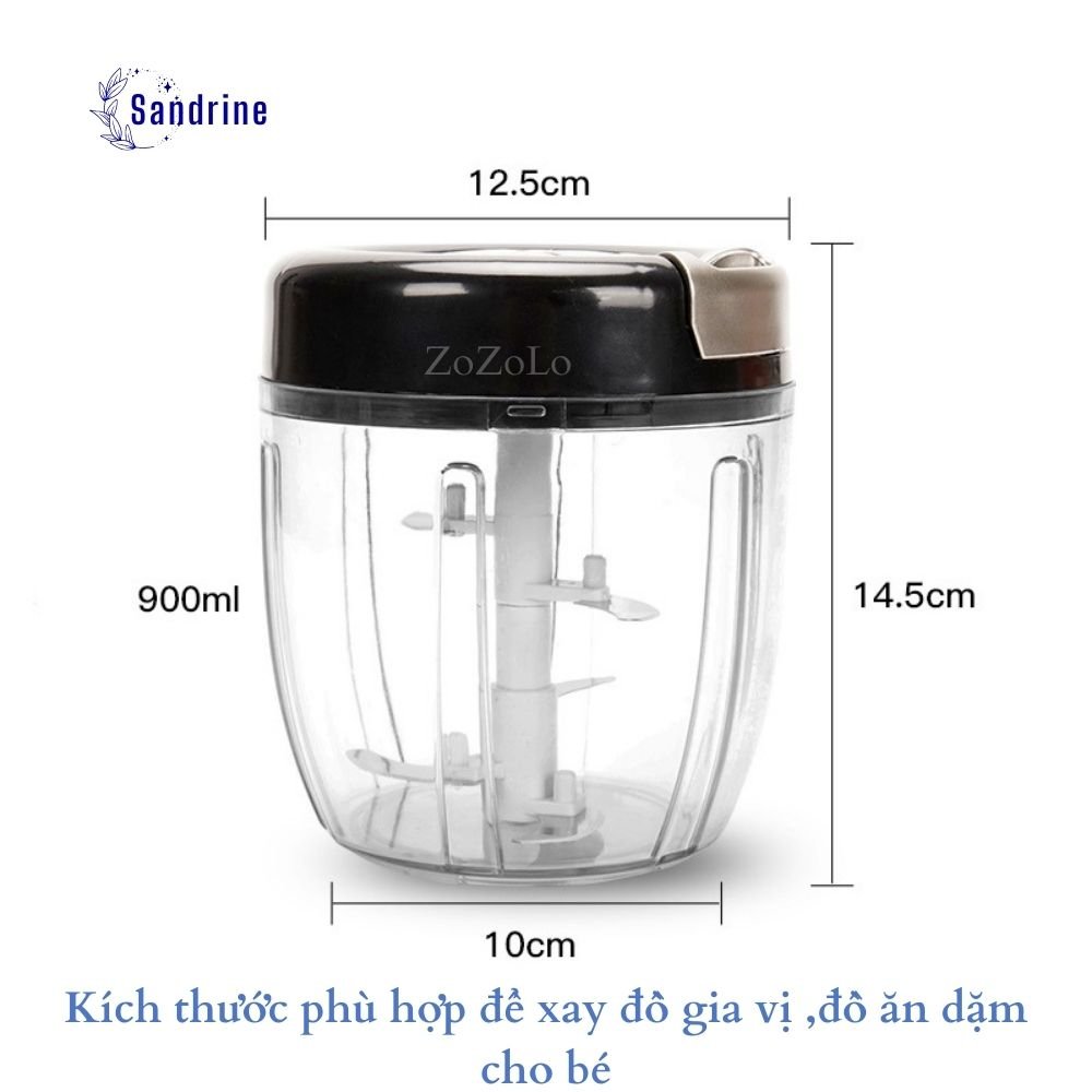 Máy Xay Đa Năng Cầm Tay Mới - Xay Gia Vị Tỏi Ớt, Đồ Ăn Dặm Cho Bé Loại Lớn 5 Lưỡi 900ml  - Hàng Chính Hãng
