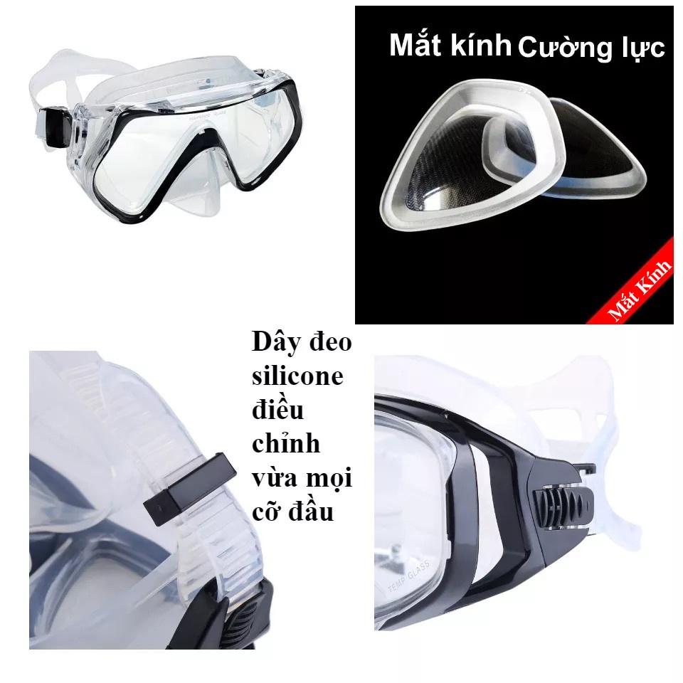 Mặt Nạ Lặn Kèm Ống Thở Lặn Biển Ngăn Nước Cao Cấp – Mặt Kính Cường Lực Chống Mờ Cao Cấp - Hàng Chính Hãng miDoctor