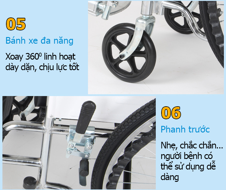 Xe lăn đa năng có bô vệ sinh, có thắng NIKITA S213-5 dành cho người khuyết tật, bệnh nhân, người già 2024