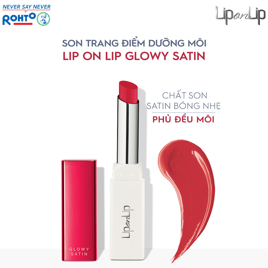 Son thỏi dưỡng môi trang điểm chất son satin Lip On Lip Glowy Satin 2.2g