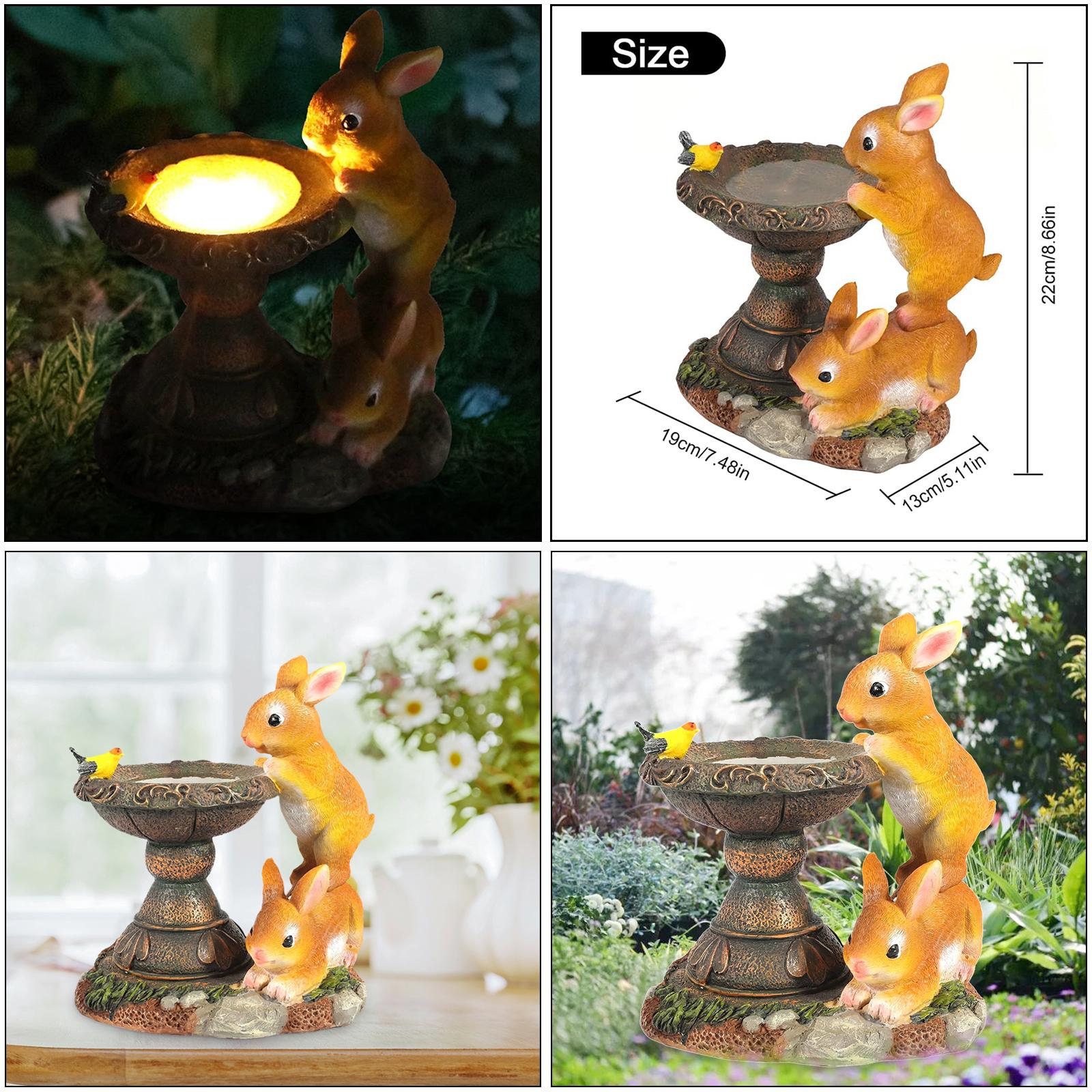 Garden Ornament Figurine, Outdoor Solar Rabbit Sculpture Statue, Garden Bunny Statue Sculpture for Home, Garden, Patio, Yard Art Decor