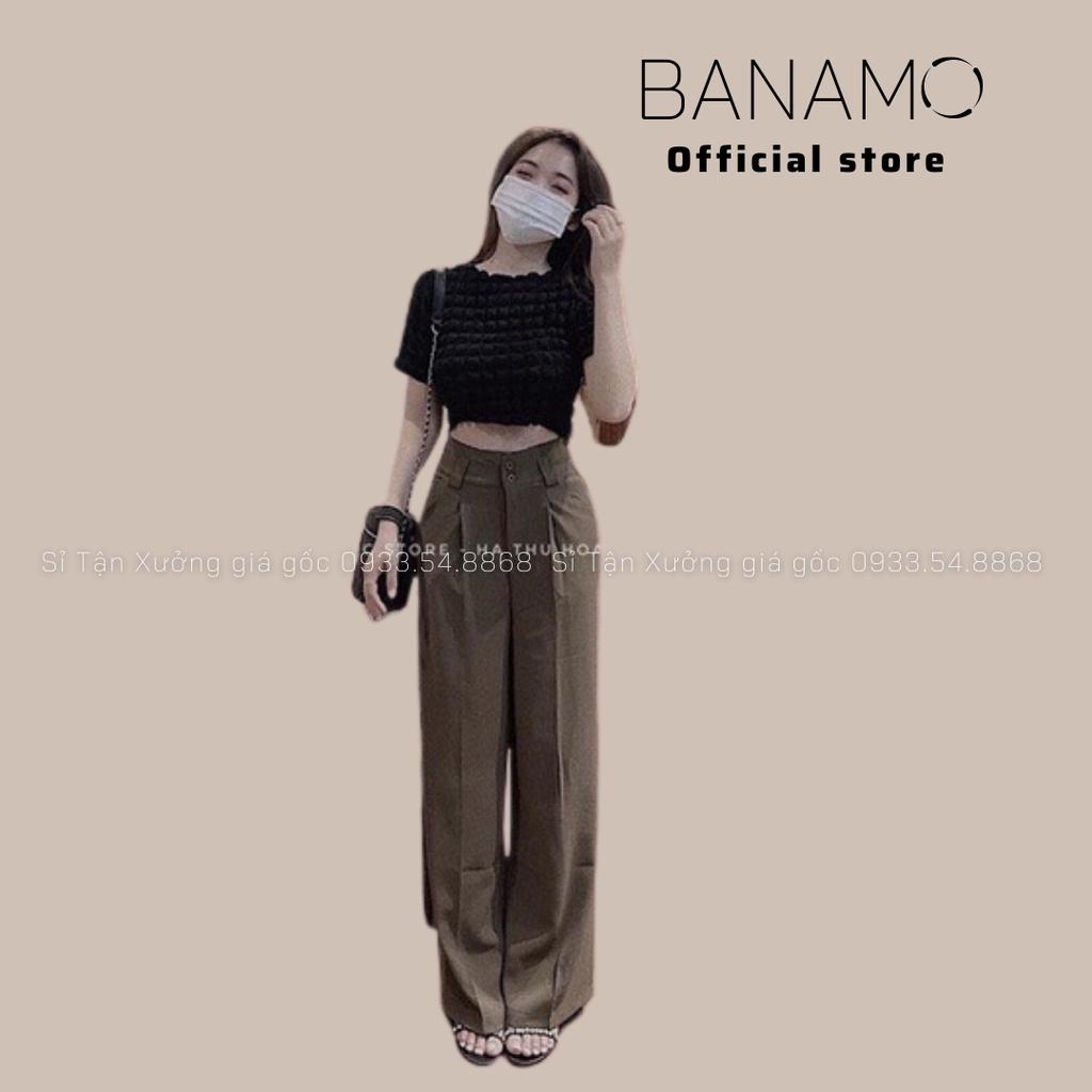 Quần ống suông đỉa bản to chất siêu đẹp thời trang Banamo Fashion sớ suông đỉa to 973