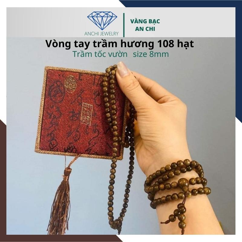 Chuỗi 108 hạt trầm hương 8mm tặng kèm hộp gấm, Anchi jewelry