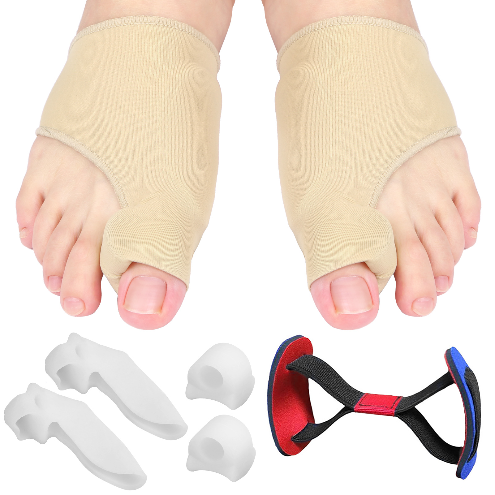 Bộ đệm 7 món bảo vệ khớp ngón chân cái, đệm gel êm ái, vải thun co giãn thoáng khí