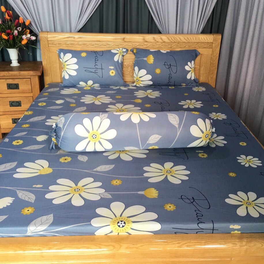Bộ Drap Thun Lạnh Hàn Quốc cực bền màu , 1m6 hoặc 1m8 x 2m
