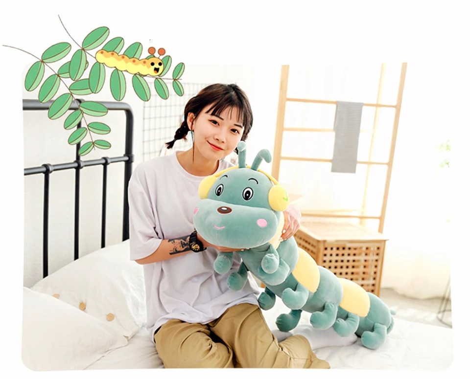 Thú nhồi bông Sâu đeo tai phone nghe nhạc êm mịn - Size từ 60cm đến 130cm- Quà tặng gấu bông con sâu dễ thương - Gối ôm mềm mịn cho bé