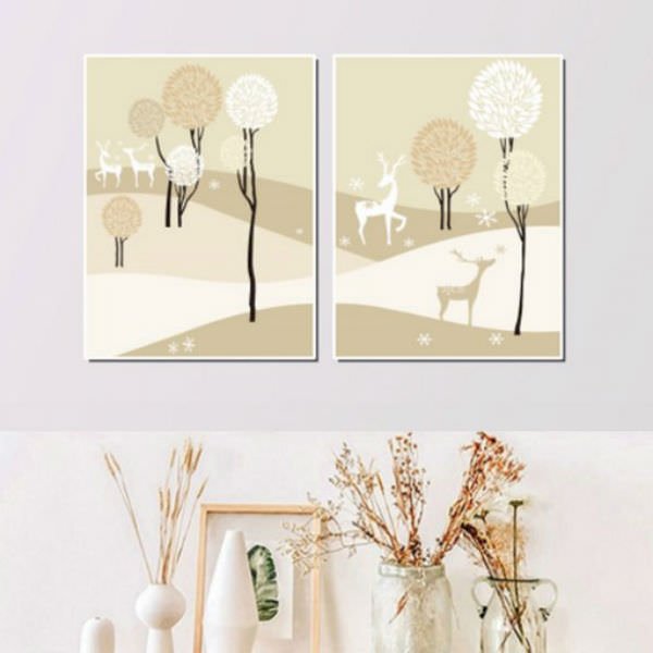 Bộ 2 Tranh Trang Trí Phòng Khách Phong Cách Tối Giản - W232