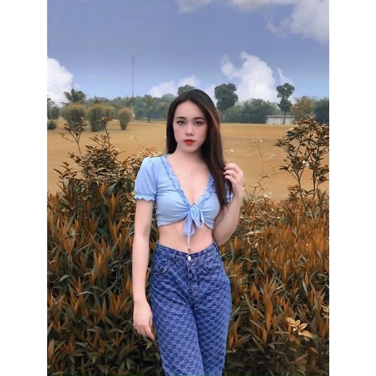 hình thật áo croptop cột nơ sexy hot nhất - Đen