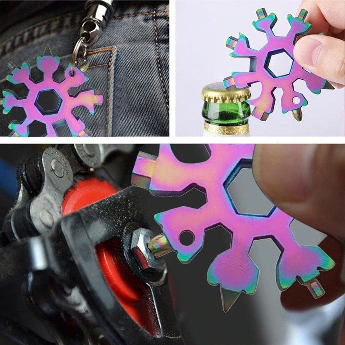 THẺ CÔNG CỤ HÌNH BÔNG TUYẾT 18 TRONG 1 KẾT HỢP TUA VÍT CỜ LÊ EDC MÓC CHÌA KHÓA ĐA NĂNG CHO NAM