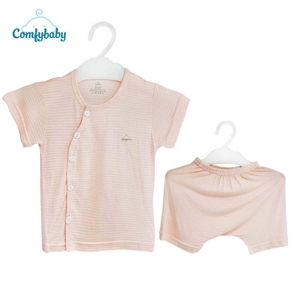 Bộ quần áo cộc cho bé 100% Cotton Lụa – Comfybaby Siêu nhẹ - thoáng mát QACF22042021 size 3-12 tháng