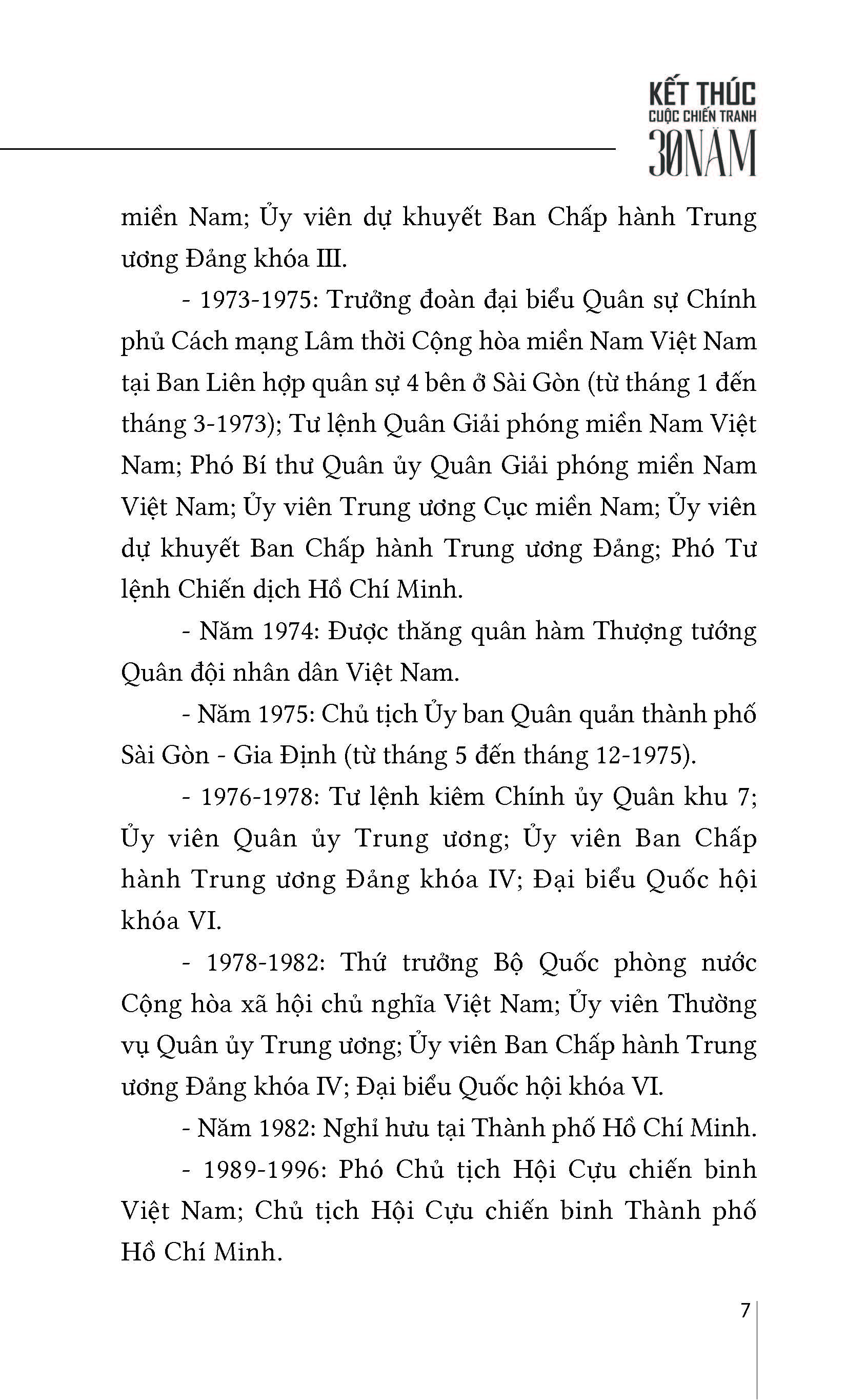 Kết Thức Cuộc Chiến 30 Năm - Thượng tướng Trần Văn Trà