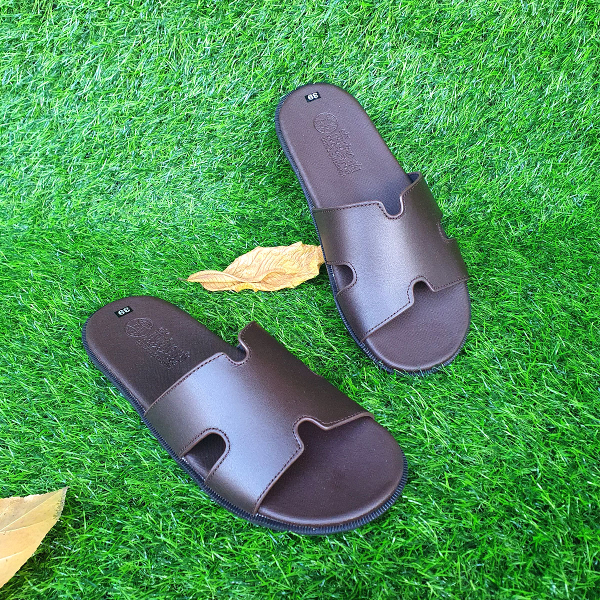 Dép nam da bò quai ngang 1 bản thời trang Trường Hải 2 màu đen,nâu DN140