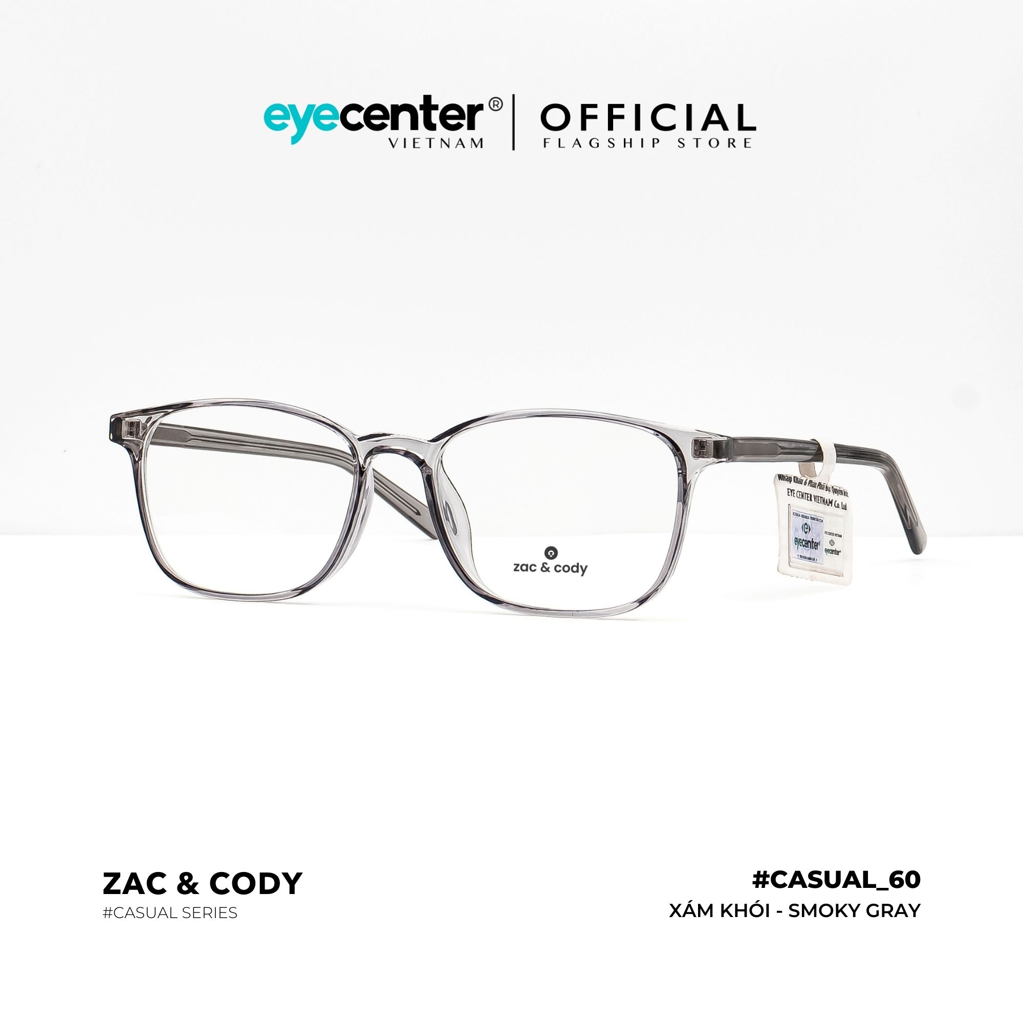 Gọng kính nam nữ chính hãng C60-S by ZAC CODY lõi thép chống gãy nhập khẩu Eye Center Vietnam