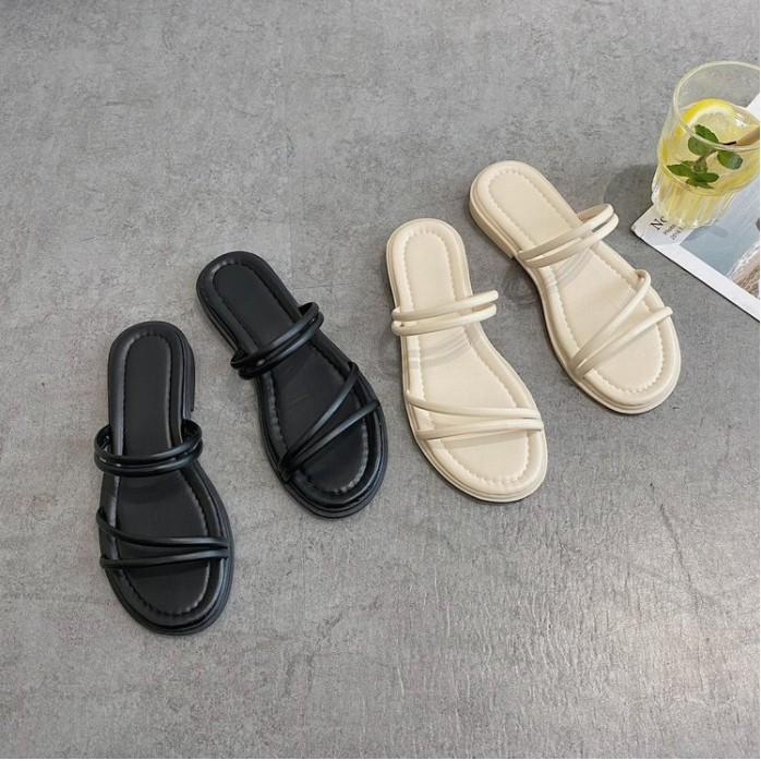 Sandal nữ đế dẻo quai da mềm, đi được 2 kiểu 2 màu Trắng + Đen xinh xắn - Mã S52