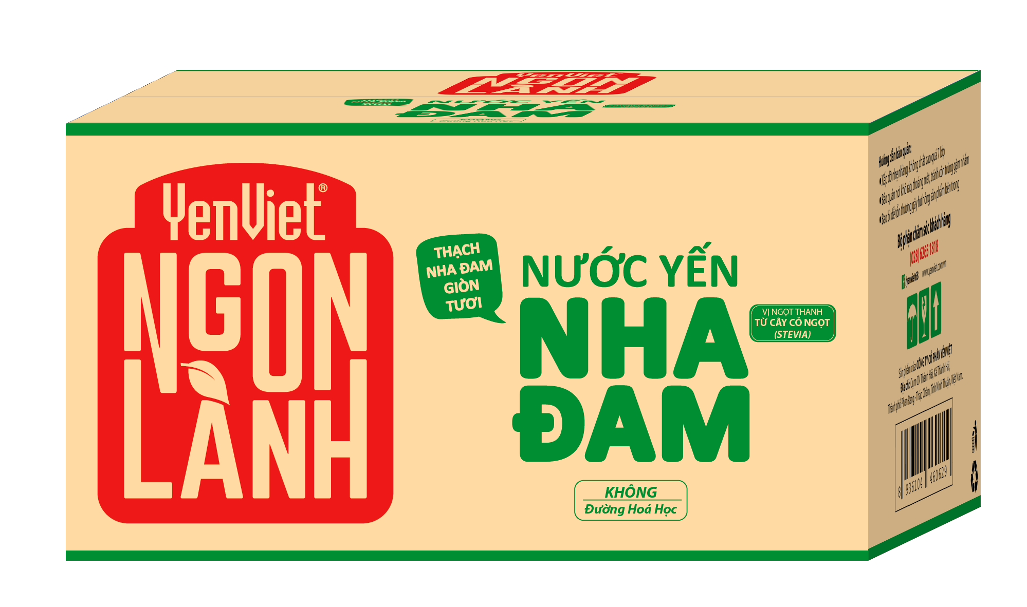 Yến Việt - Thùng 24 chai x 450ml nước yến Ngon Lành thạch nha đam dai giòn, vị dưa lưới/ vị táo đỏ, không đường hoá học