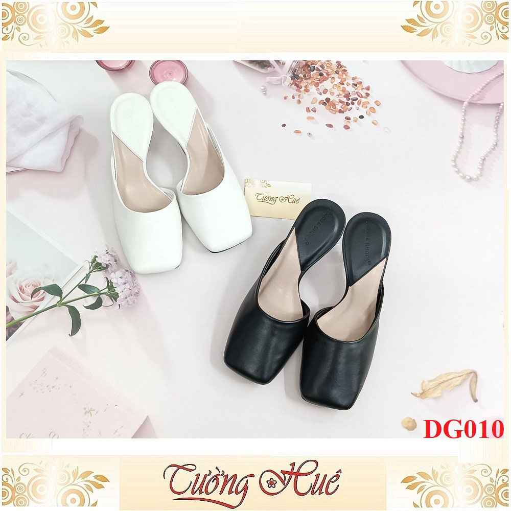 Dép Sục Nữ Cao Gót Mũi Vuông Khoét Eo Gót Cao 6CM - DG010