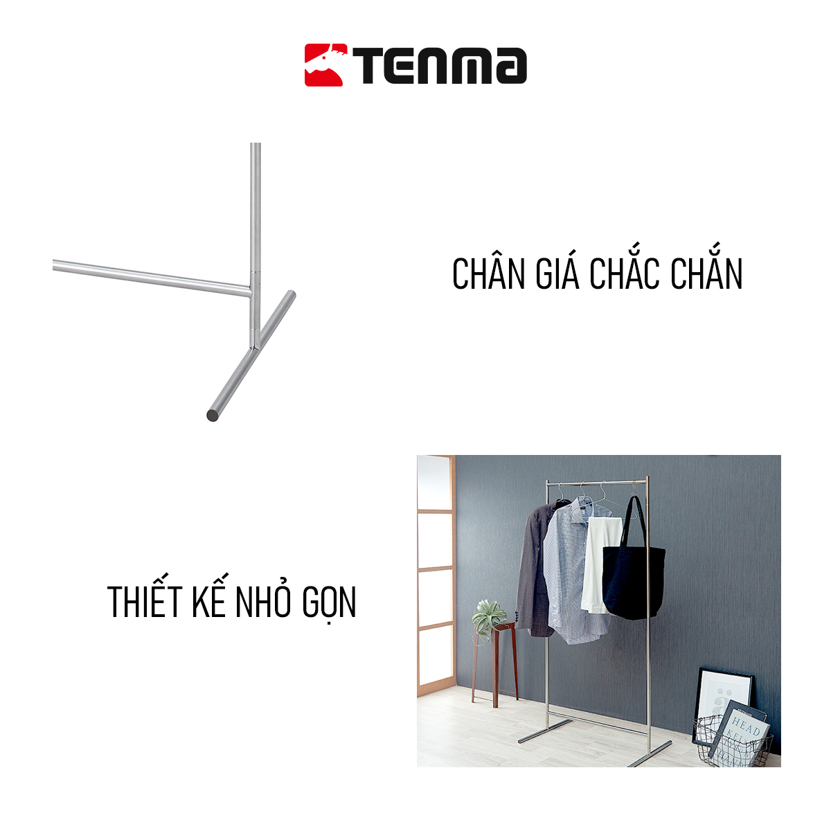 Giá Phơi Quần Áo Tiện Lợi Bằng Thép Không Gỉ TENMA, PSI-03