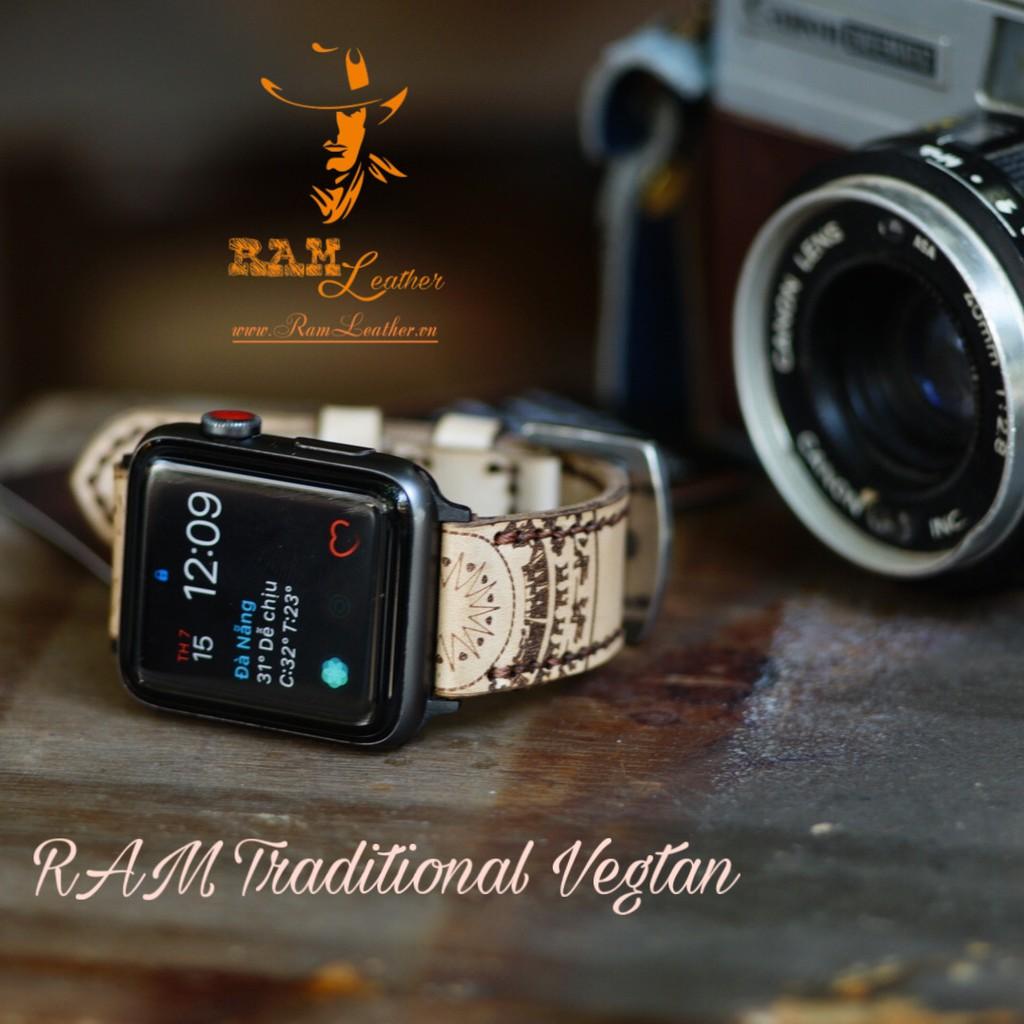 DÂY ĐỒNG HỒ DA BÒ VEGTAN THẢO MỘC HỌA TIẾT TRỐNG ĐỒNG ĐÔNG SƠN - RAM TRADITIONAL