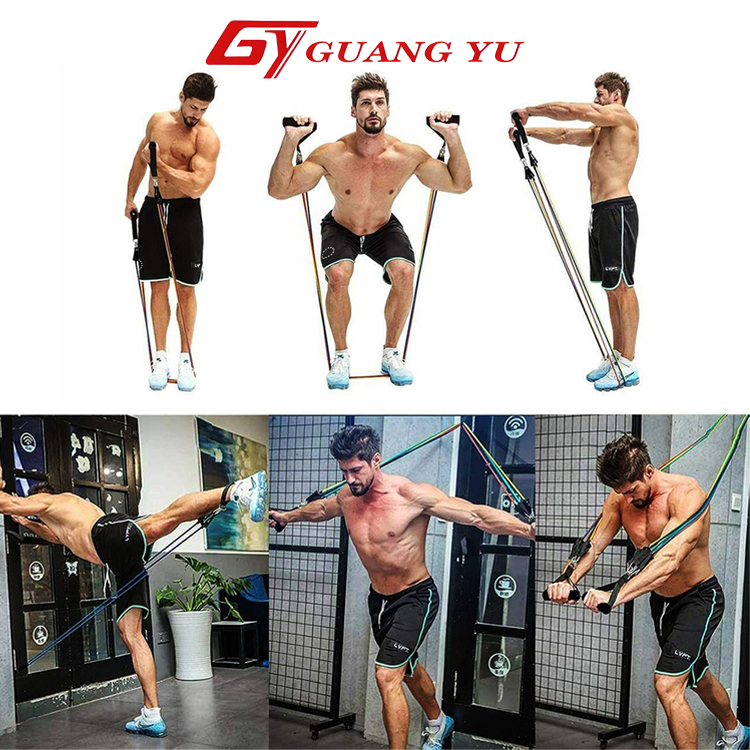 Bộ dây ngũ sắc tập gym đàn hồi full body hiệu quả mới nhất, dây kháng lực tập gym Guang Yu