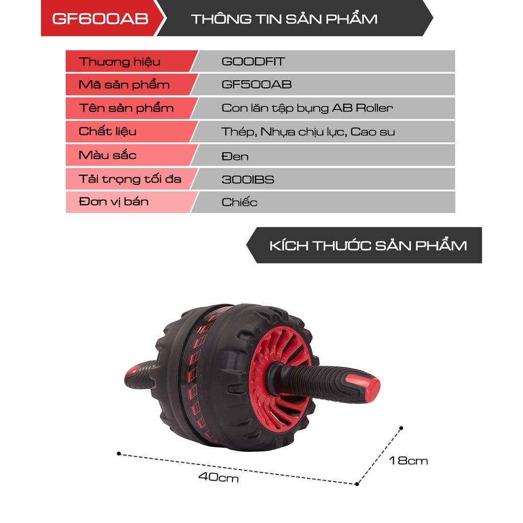 Con lăn tập bụng AB Roller có lò xo trợ lực GoodFit GF600AB