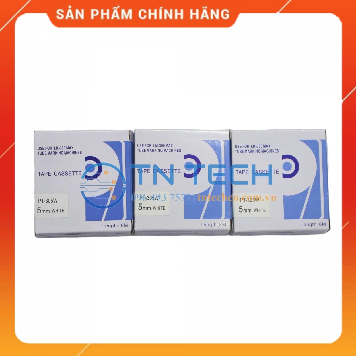 Nhãn in MAX PT-305W - Chữ đen nền trắng 5MM x 8M - Dùng cho máy in ống MAX [Hàng nhập khẩu]