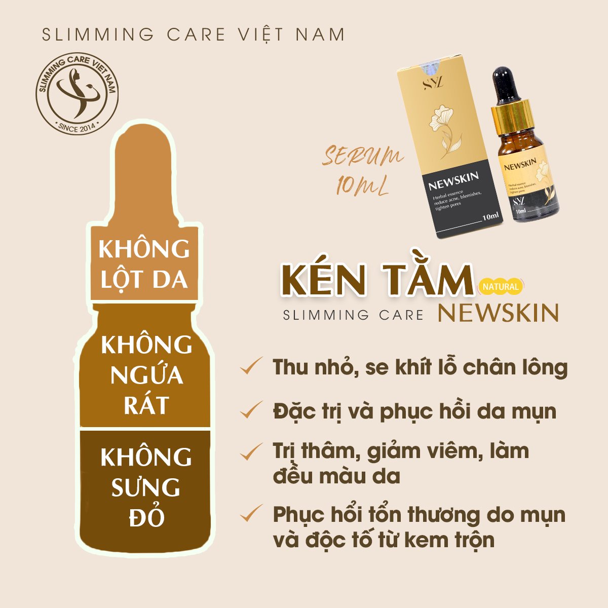 Serum trị mụn kén tằm Newskin - Chuyên hỗ trợ điều trị và phục hồi da mụn