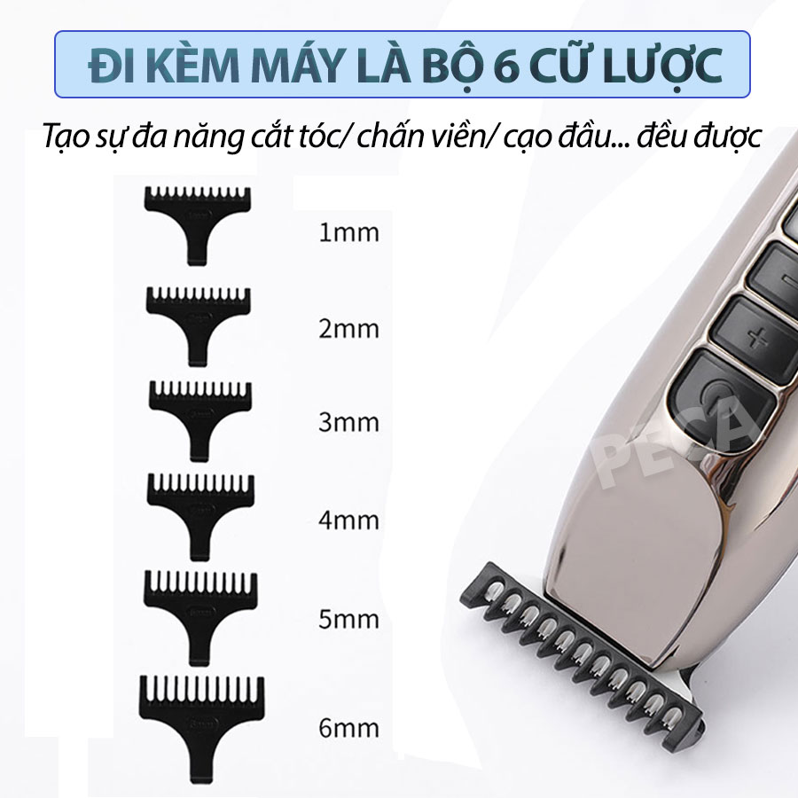 Tông đơ chấn viền Kemei KM-929 điều chỉnh 3 mức tốc độ sạc nhanh USB có màn hình LED hiển thị dùng cạo đầu, khắc fade tóc, cạo trắng chuyên nghiệp