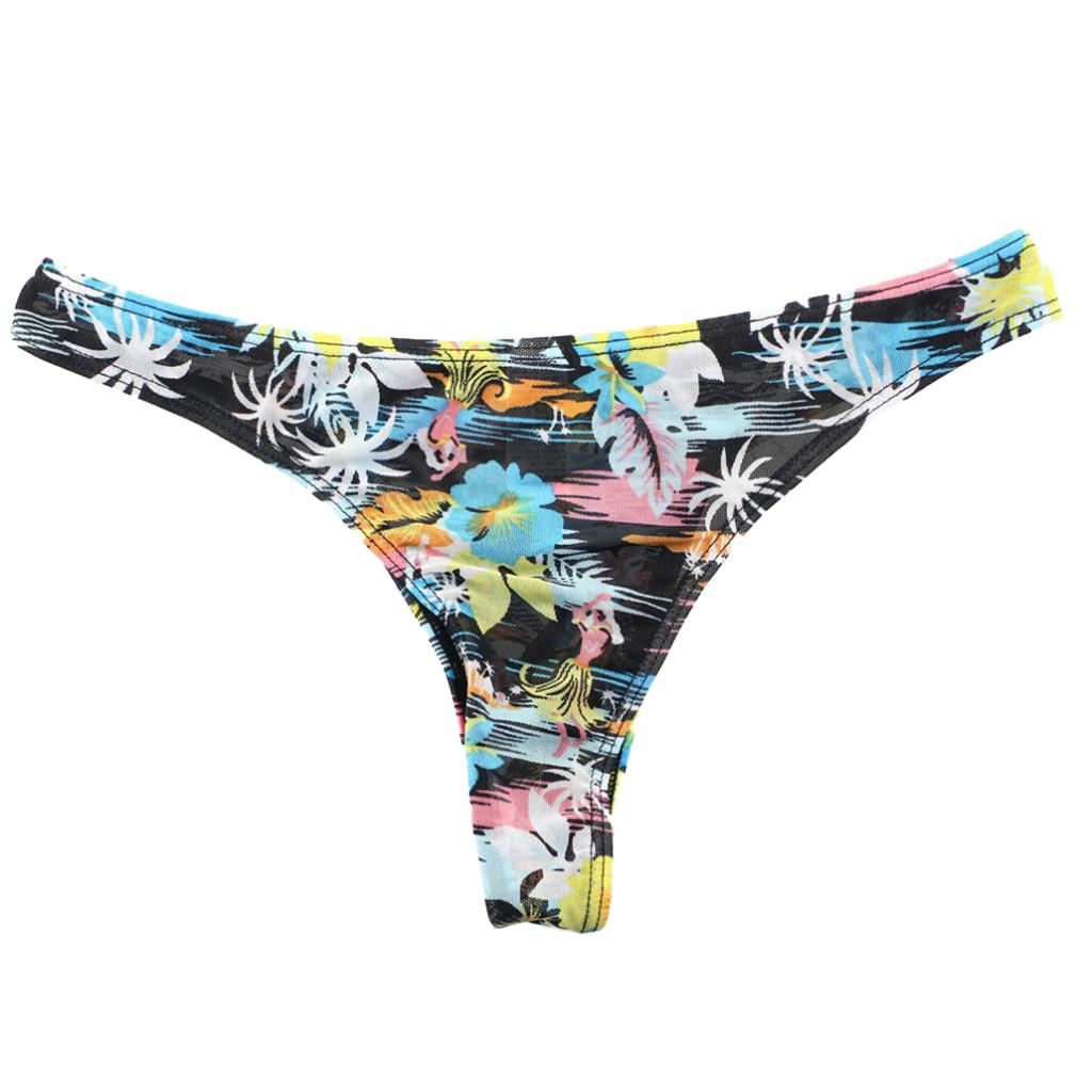 Men Low Rise Floral Comfy G-string Briefs Jockstrap Thongs Underwear