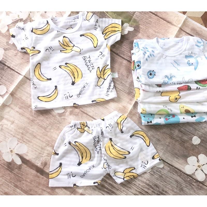 BÁN CHAY-Bộ đồ cotton sợi tre màu cho bé sơ sinh(4-16kg)