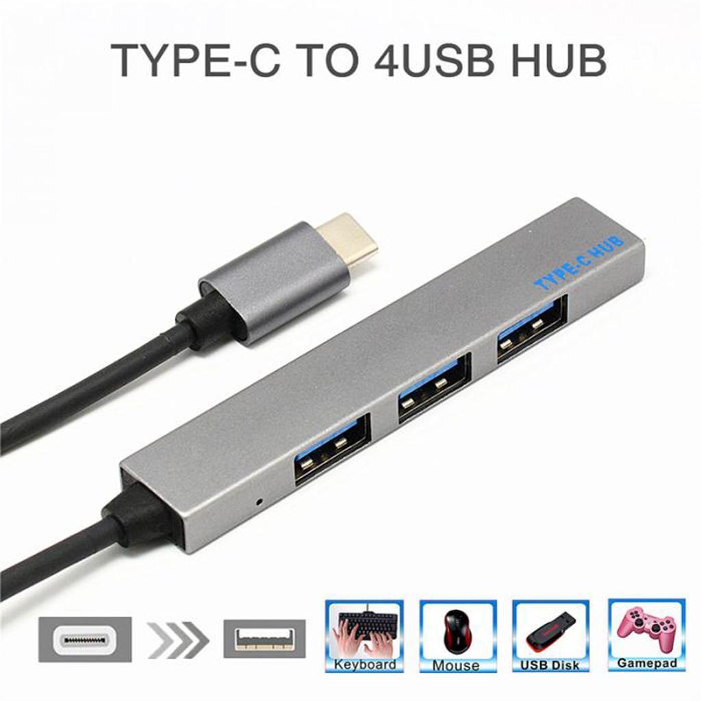Premium Aluminum 4 Port to USB 3.0 Type C Hub for iMac MacBook Pro Laptop