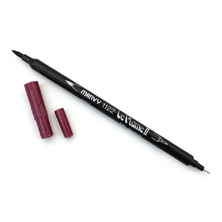 Bút lông hai đầu màu nước Marvy LePlume II 1122 - Brush/ Extra fine tip - Plum (64)